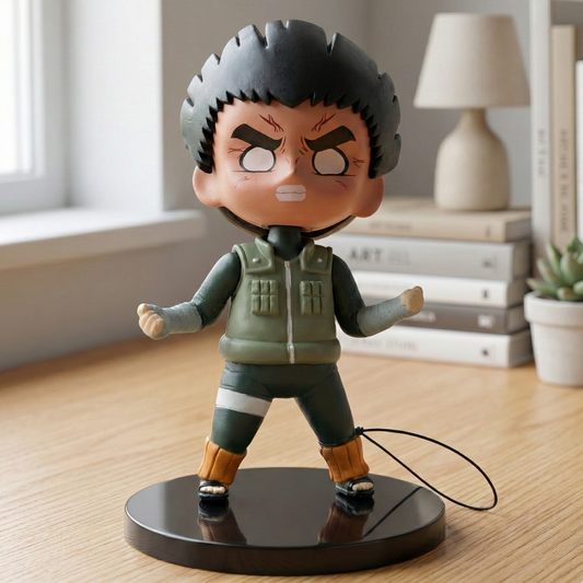 10cm Rock Lee figure in a combat stance, wearing green jumpsuit.