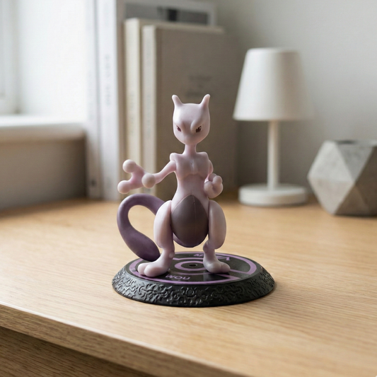 7cm Mewtwo Psychic figure on a display base, showing a dynamic pose.