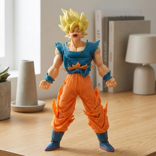 20cm Super Saiyan Goku figure, premium scale, golden hair, battle-ready pose.