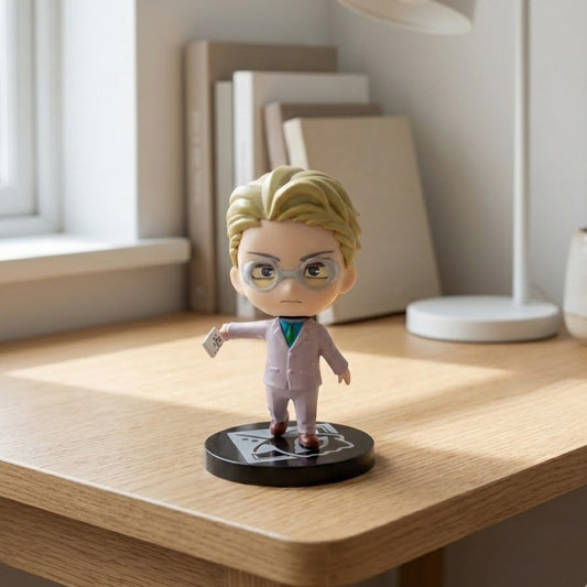 9cm Nanami Kento chibi figure in suit, holding his weapon and adjusting his glasses.