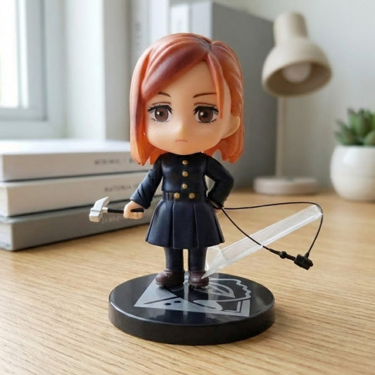 9cm Nobara Kugisaki Nendoroid figure in Jujutsu Kaisen uniform, posing with hammer and nail.