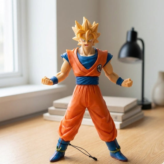 17cm Super Saiyan Goku figure in powerful battle stance with golden hair.