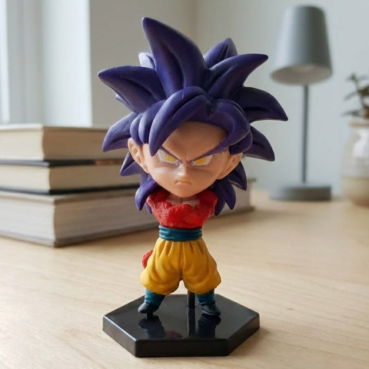14cm Super Saiyan 4 Goku figure with red fur and black hair, posed dynamically.