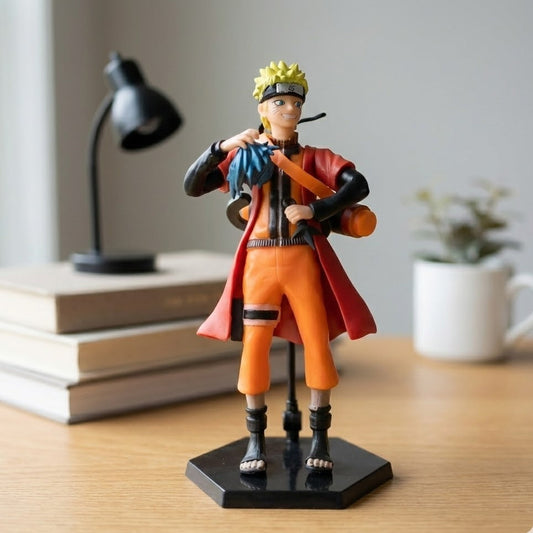 18cm Sage Mode Naruto figure with yellow eyes and red cloak. Dynamic stance.