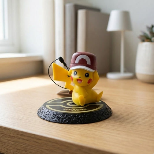5cm Pikachu figure wearing a trainer cap. High-quality Pokémon collectible.