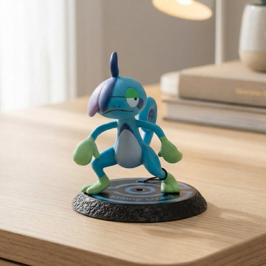 6cm Drizzile figure, Pokémon's water lizard, standing on a dark base with a subtle smirk.