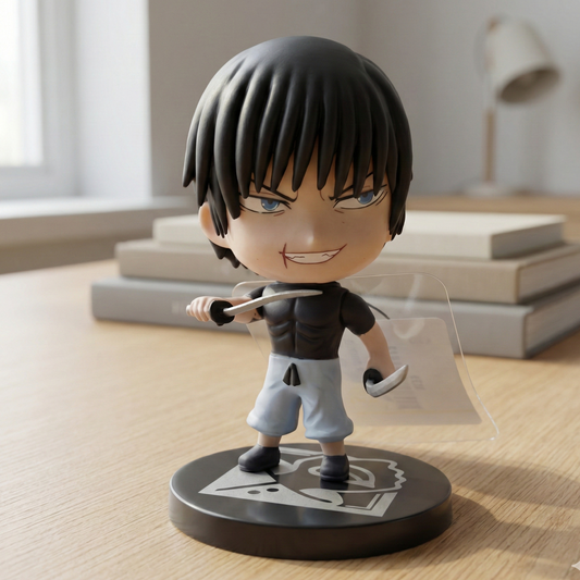 9cm Toji Fushiguro figure in a combat pose, featuring black clothing and scar.