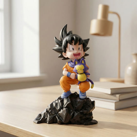 Kid Goku (19cm) figure with Puar on his shoulder, ready for adventure.