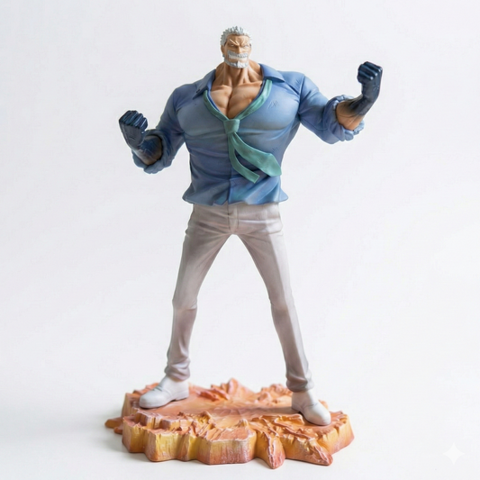 29.5cm Monkey D. Garp action figure in blue shirt with rolled sleeves for Krishna Toyverse India.