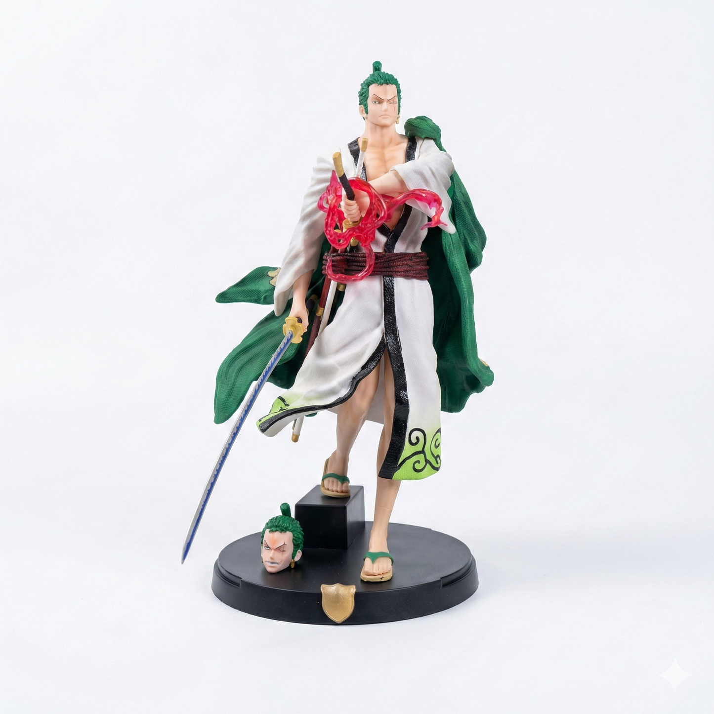 32cm large-scale Roronoa Zoro walking action figure with two interchangeable heads for Krishna Toyverse India.