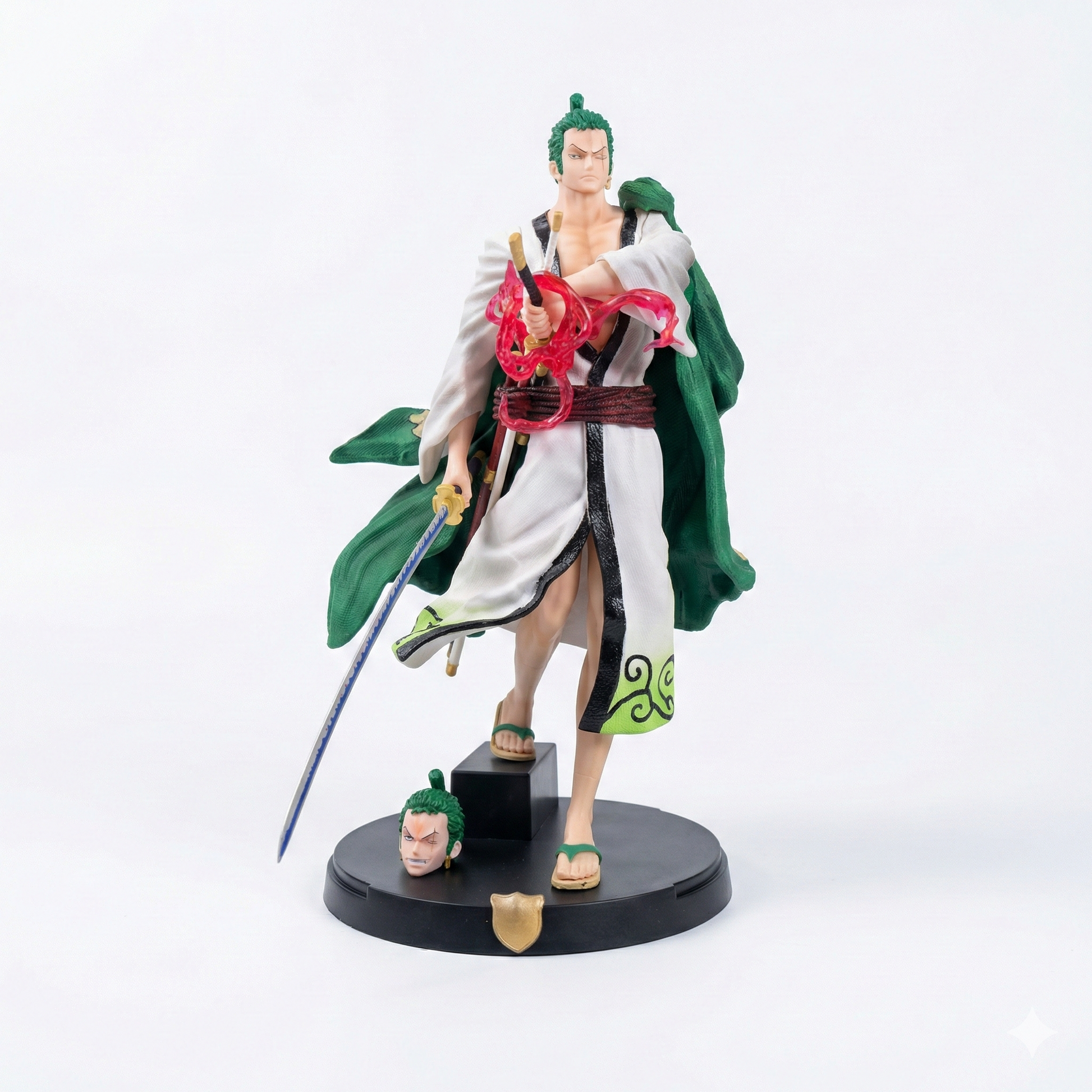 32cm large-scale Roronoa Zoro walking action figure with two interchangeable heads for Krishna Toyverse India.